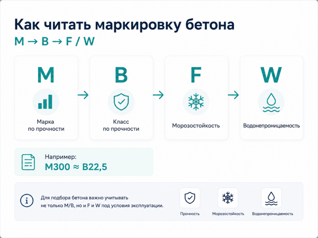 марка класс морозостойкость и водонепроницаемость бетона