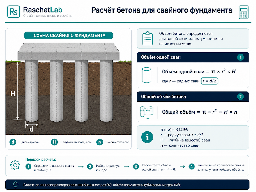 расчёт бетона для свайного фундамента