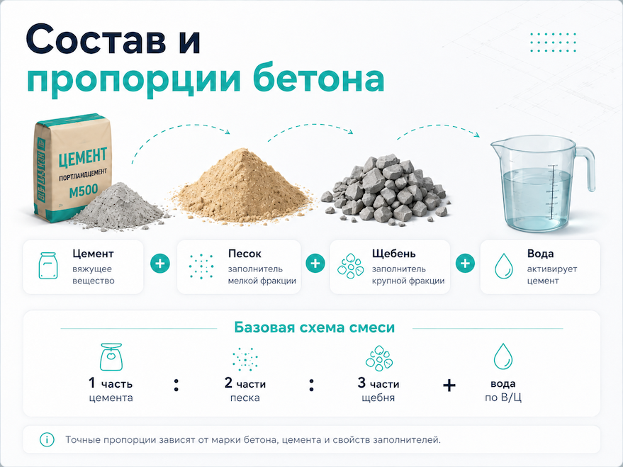 состав и пропорции бетона