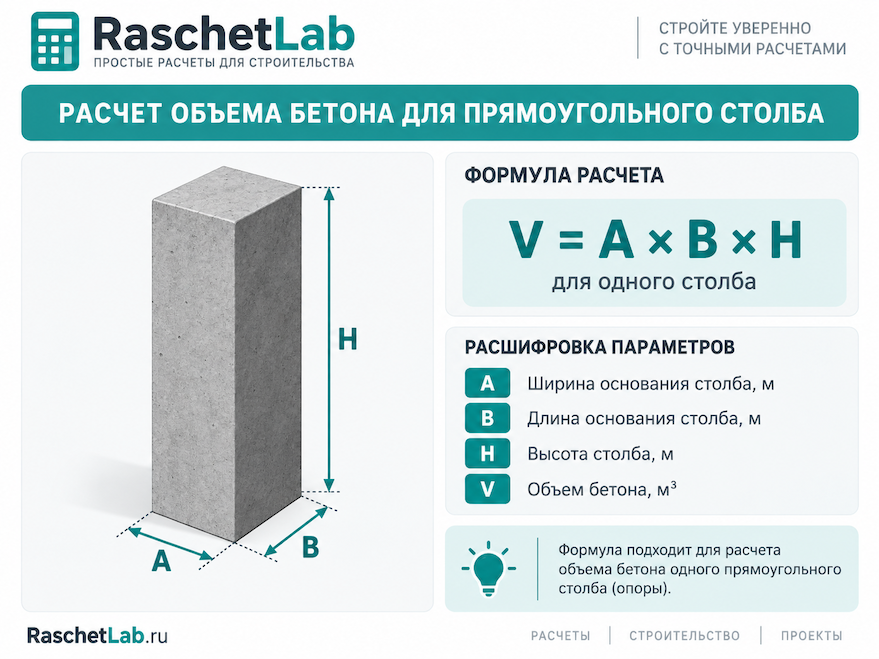 расчёт бетона для столбов