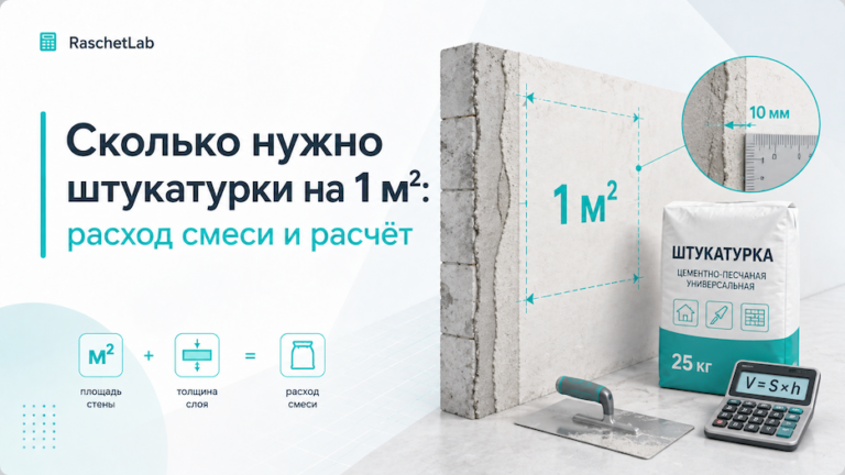 Сколько нужно штукатурки на 1 м²: расход смеси и расчёт